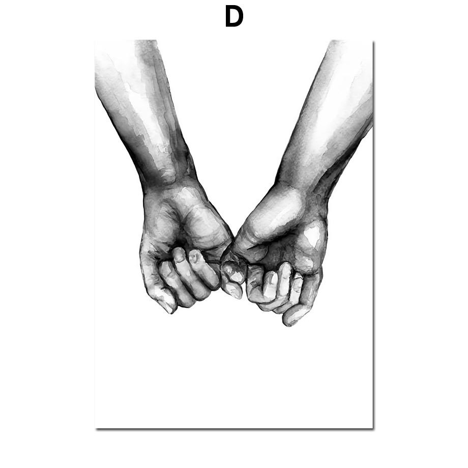 Black \u0026 White Ink Lovers Hand Map Wall Art Posters And Prints Nordic Canvas  Painting Wall Picturs For Living Room Decor Unframed, image size:920x920