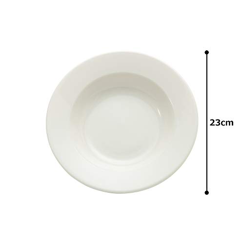 NARUMI Patia Curry/Pasta Plate, 23cm, White, Simple Rim, Soup, Microwave, Dishwasher Safe, Made In Japan, 41623-5962