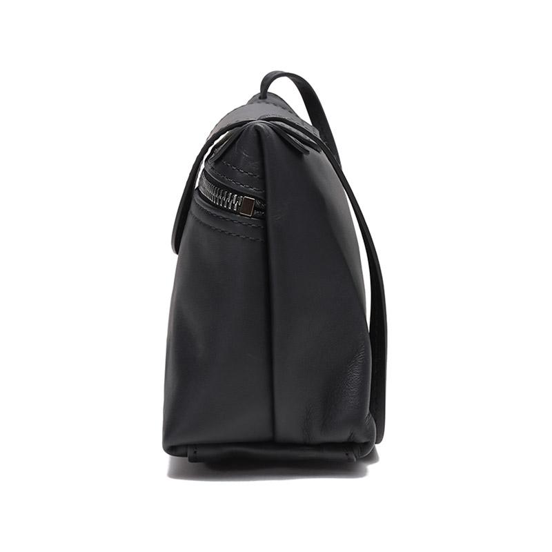 Longchamp Le Pliage 20 Snap Button Zipper Closure Leather Shoulder Crossbody Bag Women bags Black 10188987001