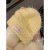 Red Woolen Hat for Women In Autumn and Winter Furry  Warm and Cold Proof Ear Protection Knitted Hat Sweet and Versatile Plush Hat