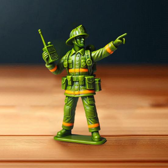 Green Fireman Figurine Mini Firefighter Soldier Resin Statue Sculpture Model Toy Home