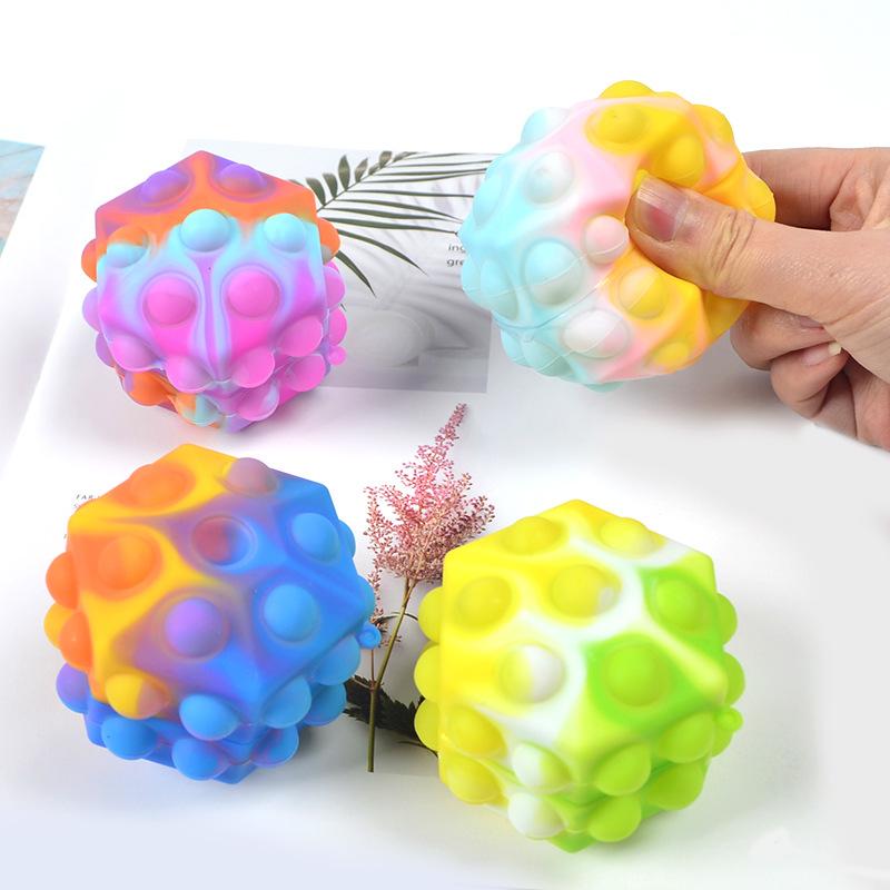 Decompression Finger Bubble Ball Rainbow Ball Push Bubble Antistress Decompression Toys Squeeze 3D Elastic Ball Stress Relief Sensory Toy Gift