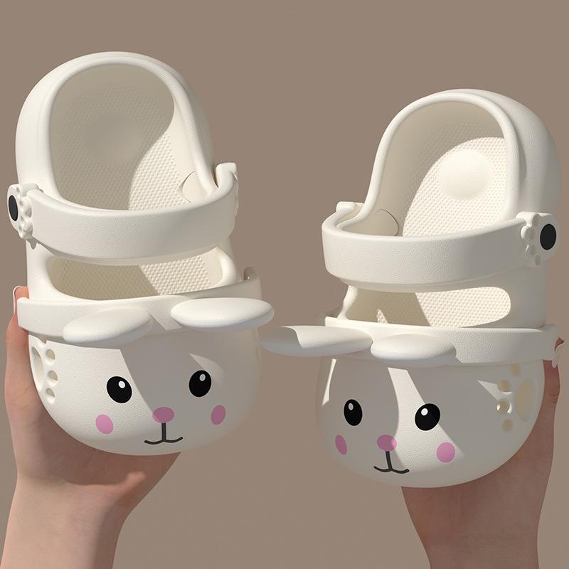 

Cool slippers female cute rabbit slippers bag head thick bottom girl heart beach sandals 16cm