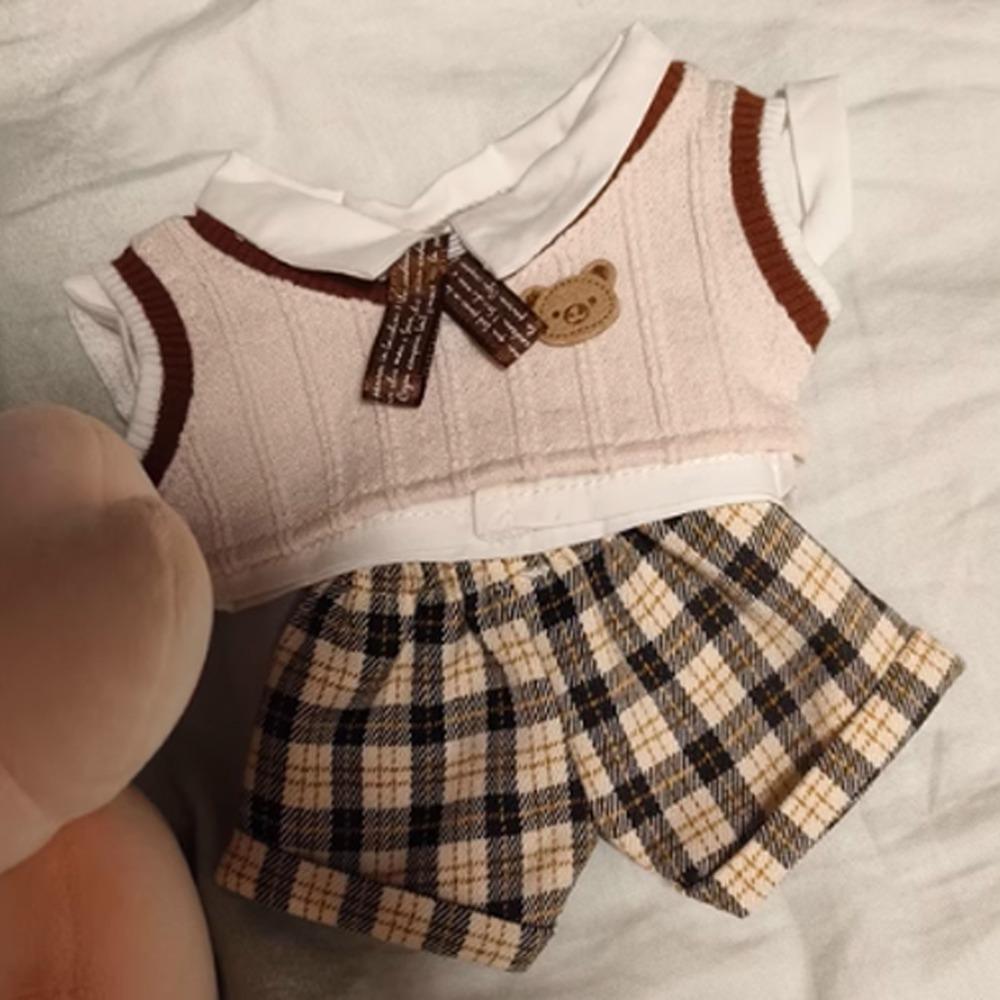 1 set School Uniform 20cm Cotton Doll Clothes Knitted Vest Plush Doll Clothes Doll Accessories