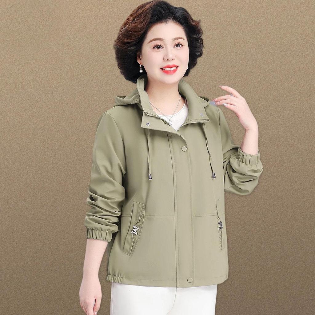 Mother's Day 2026 Stylish Hooded Windbreaker for Middle-Aged Women