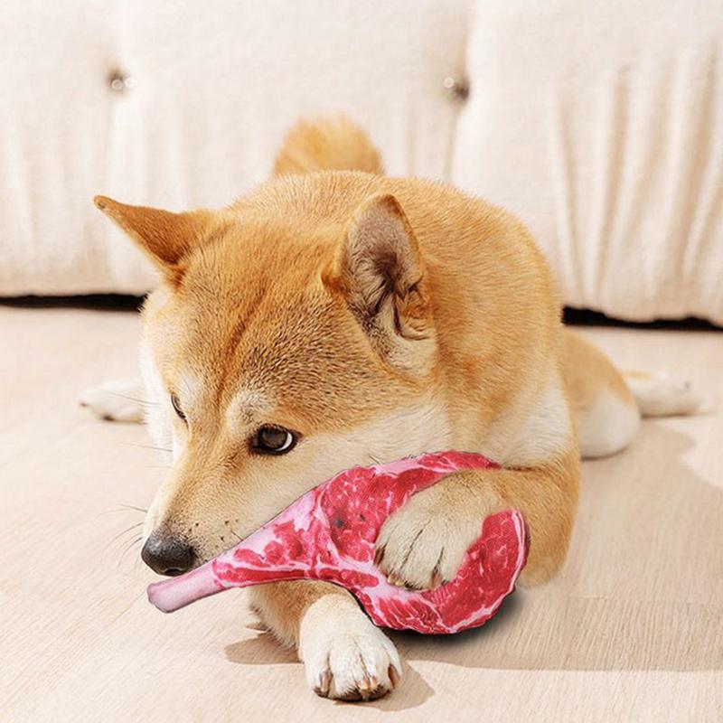

Squeaky Chew Toys For Dog Puppy Squeaky Toys With Steak Shape Tough Bite-Resistant Pet Fetch Toys For Medium And Large Puppy CHINA