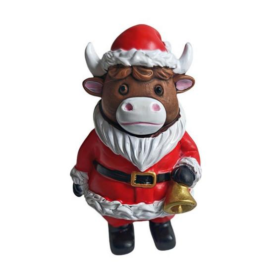 Christmas Highland Cattle Statue Thanksgiving Day Pumpkin Highland Cow Figurine Sculpture Home Office Desktop Decoration Ornament