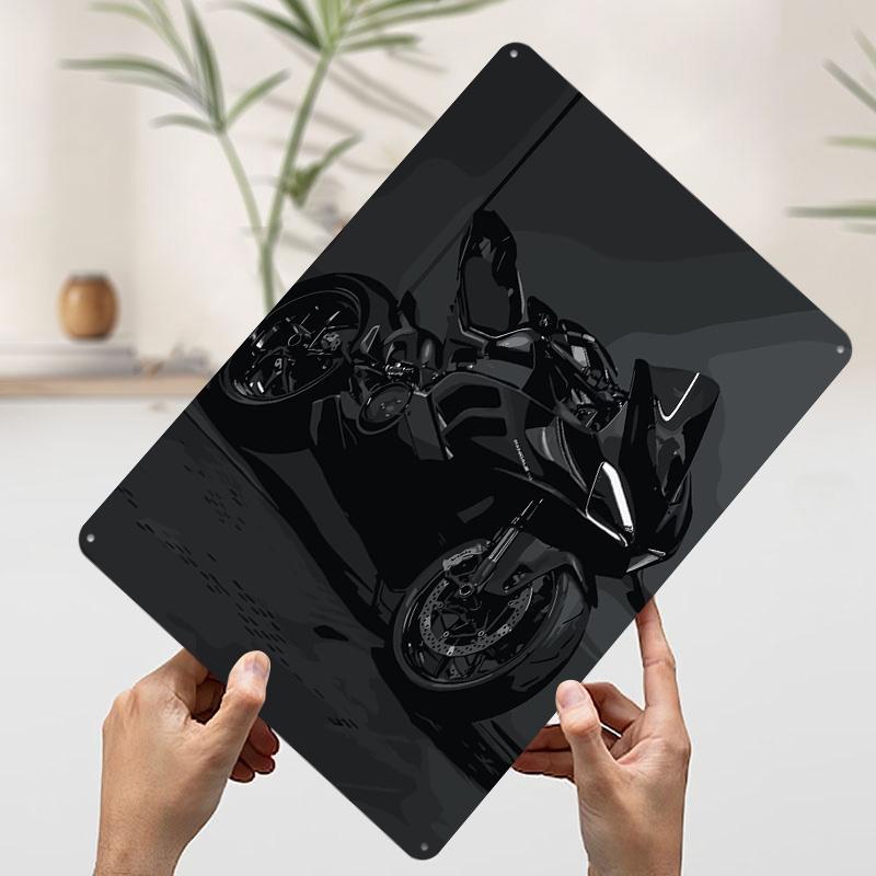 

Black Motorcycle Panigale Metal Poster Customized Wall Art Retro Vintage Tinplate Signs for Man Cave Decoration Aesthetic House 20x30cm（7.8x11.8inch）