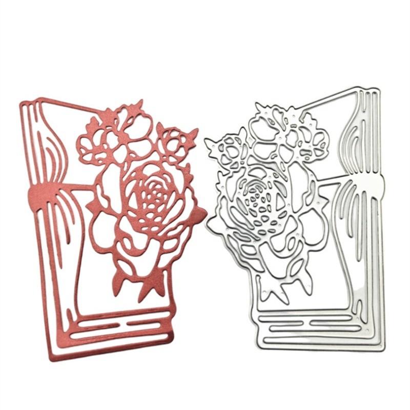 Books In Flowers Metal Cutting Dies Stencil for DIY Scrapbooking Photo Album Embossing Paper Cards Crafts Diecuts