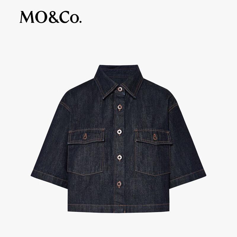 MO&Co. Women's Raw Denim Boxy Short Jacket