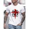 "God Over Everything" Graphic Print Men's Creative Top Casual Slightly Stretch Short Sleeve Crew Neck T-shirt Men's Tee  Outdoor
