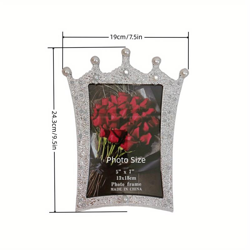 Display de mesa emoldurado 5x7 com decoração de diamantes cravejados de pérolas para uso em vestidos de casamento, casamentos, Dia das Mães e Dia dos Namorados