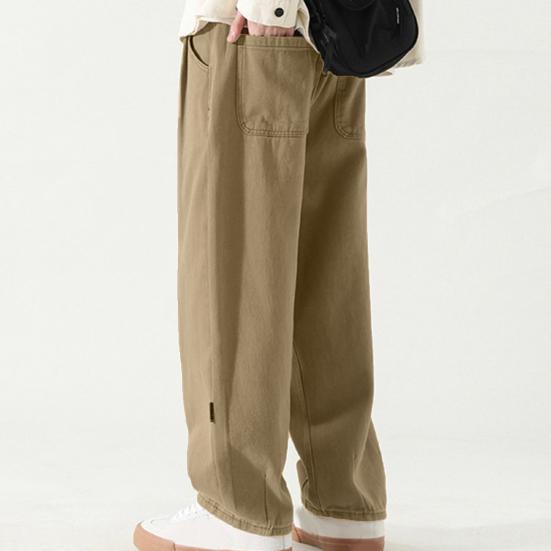 Pantalones de trabajo para hombre, pierna ancha, estilo Retro, transpirables, versátiles, largos, sueltos, de Color sólido, pantalones rectos que combinan con todo