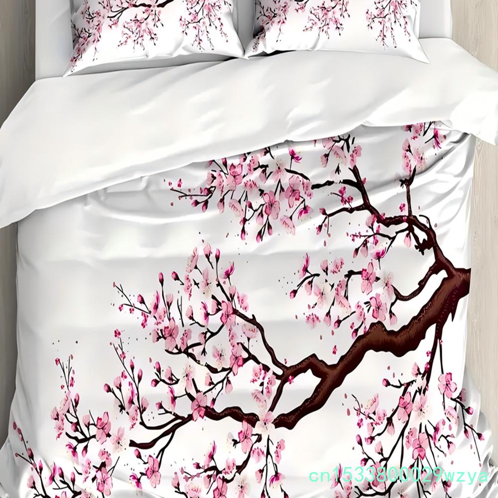Japanese Mount Fuji Sakura Tree Flower 3D Printed Quilt Cover Sets Fashion Art Exquisite Home Textiles Duvet Cover Pillowcases