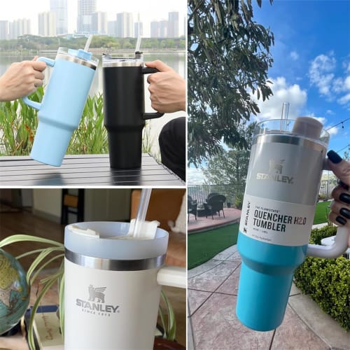 LAOJU Replacement Cup Straws for Stanley Tumblers, Clear Plastic Straws, 12-Inch Long, Reusable Straws with Cleaning Brush for Stanley 40oz and 30oz W