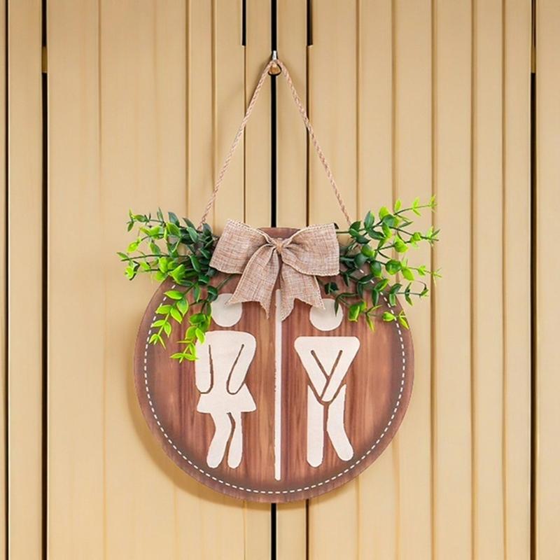 Wooden Bathroom Sign Rustics Men's and Women's Toilet Wall Signs for Business Funny Bathroom Restroom Door Decors