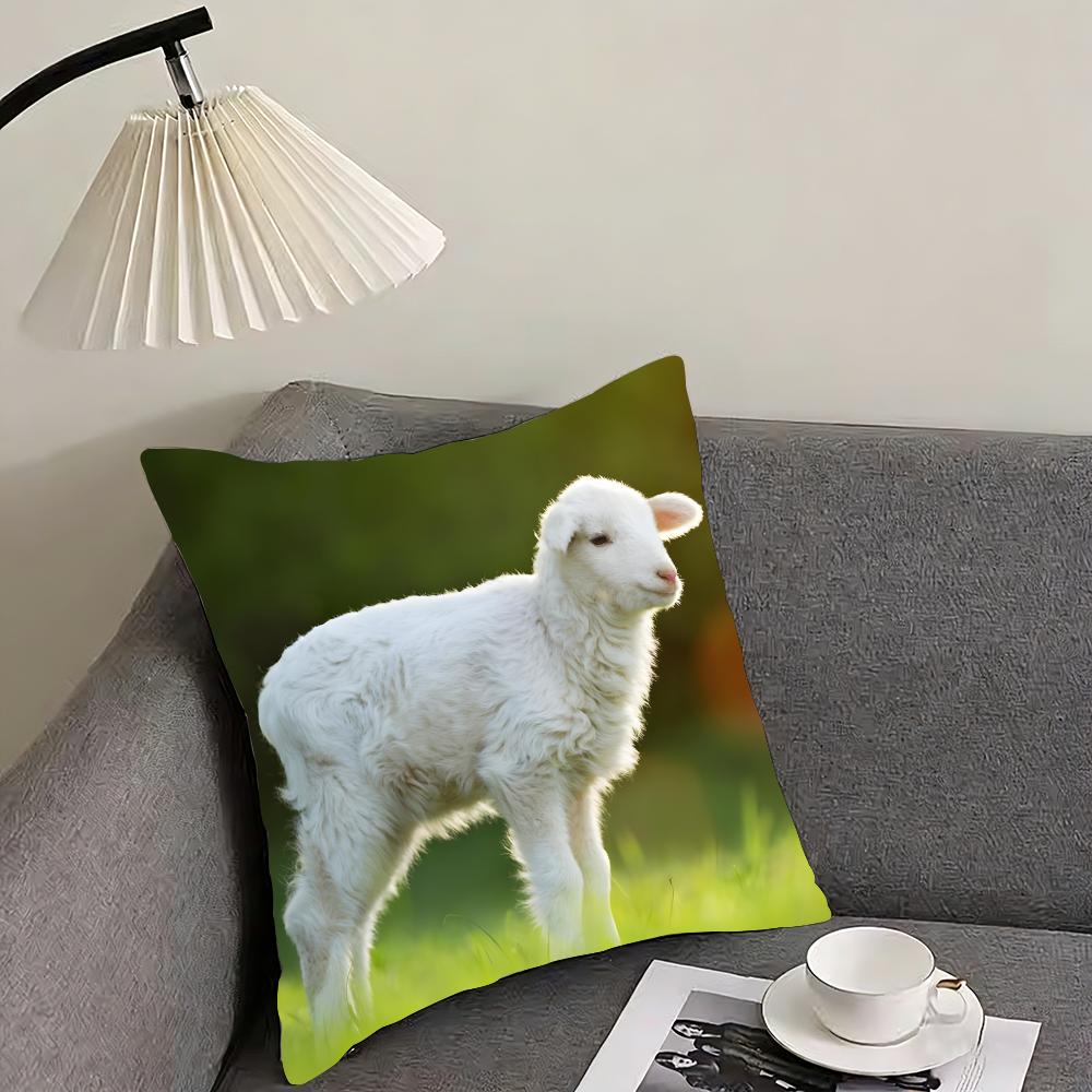 Sheep Cute Cushion Cover Pillowcase Ultra Soft Skin Friendly Fabric Cloud Like Comfort  Concealed Zipper