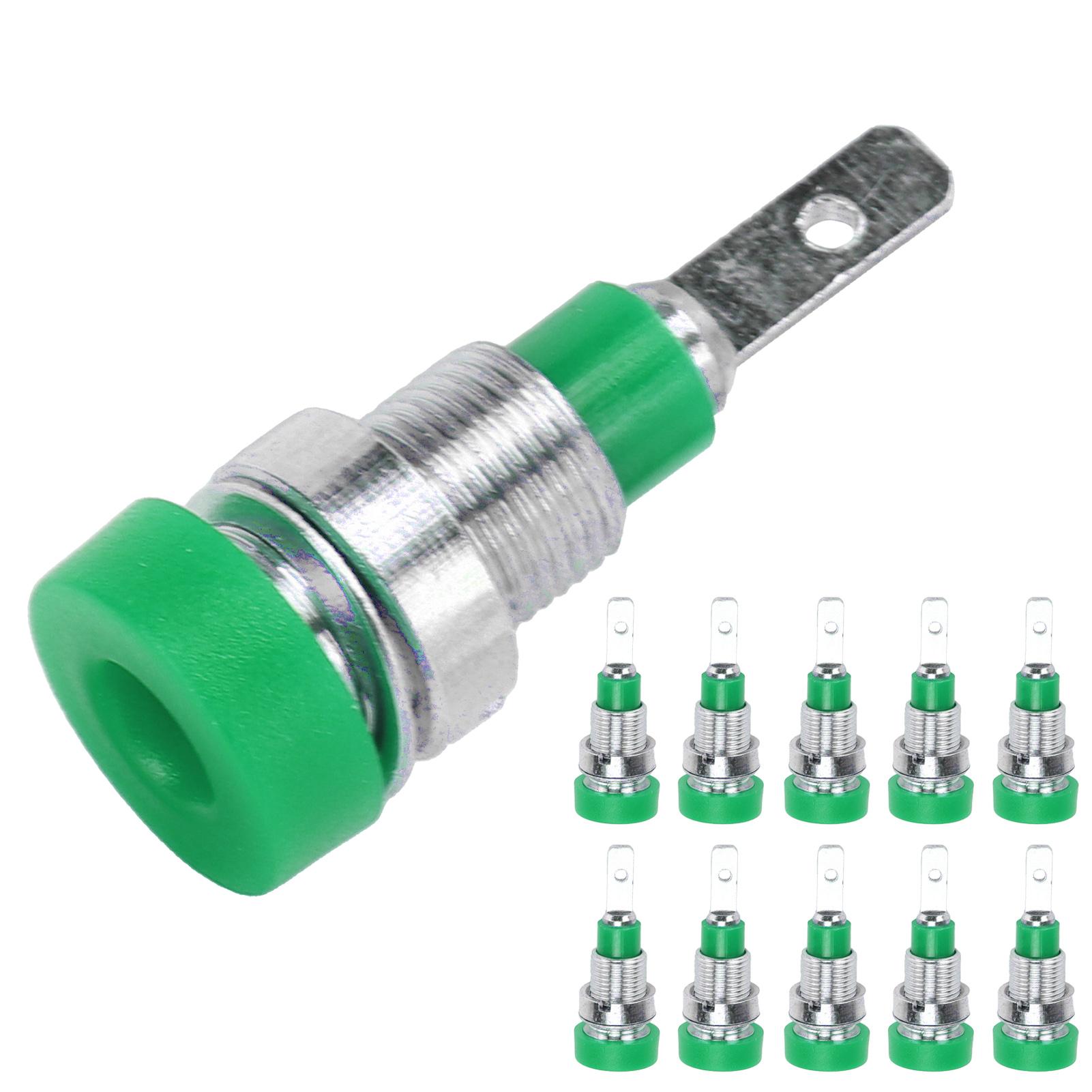 10Pcs Banana Socket Brass 2mm Panel Socket Connector Terminals for Electronic Industrial EquipmentGreen PA, brass
