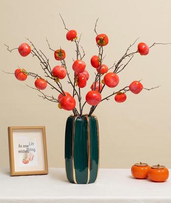 High-End New Year's Eve Persimmon Ruyi Ornament: Faux Dried Flower Bouquet with Simulated Persimmon Fruit for Living Room Decoration