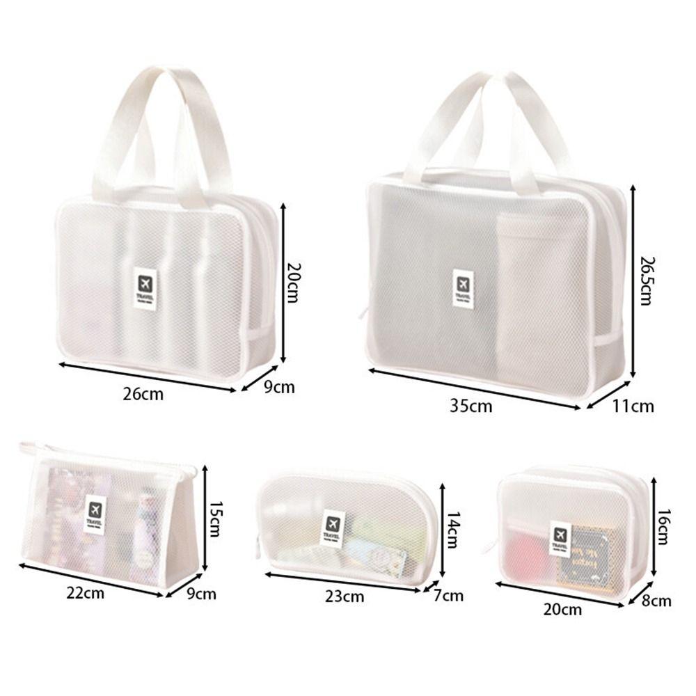 New Large Capacity Mesh Makeup Bag Zipper Transparent Cosmetic Bag Waterproof Handheld Toiletry Kit Bag Travel