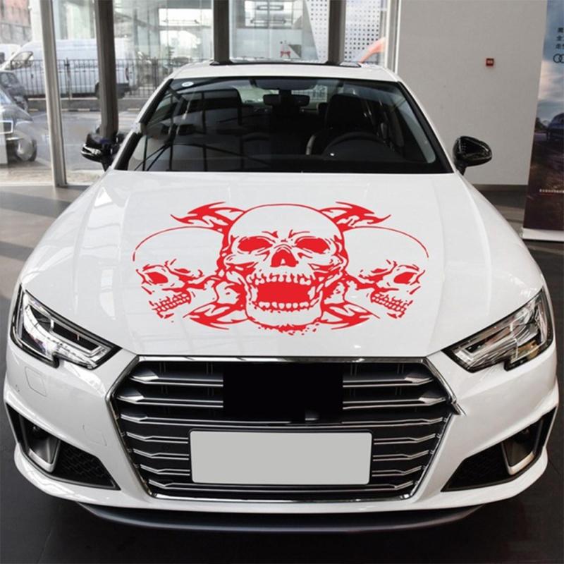 Autoaufkleber, drei Totenköpfe, Totenkopf, Baldachin, Motorhaube, Karosserieaufkleber, universeller Girlandenaufkleber