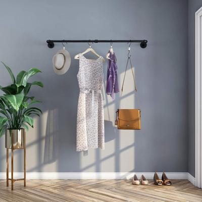 1 conjunto de trilhos de roupas montados na parede, ampla aplicação, ferro forjado, pendurado, armazenamento, suprimentos domésticos