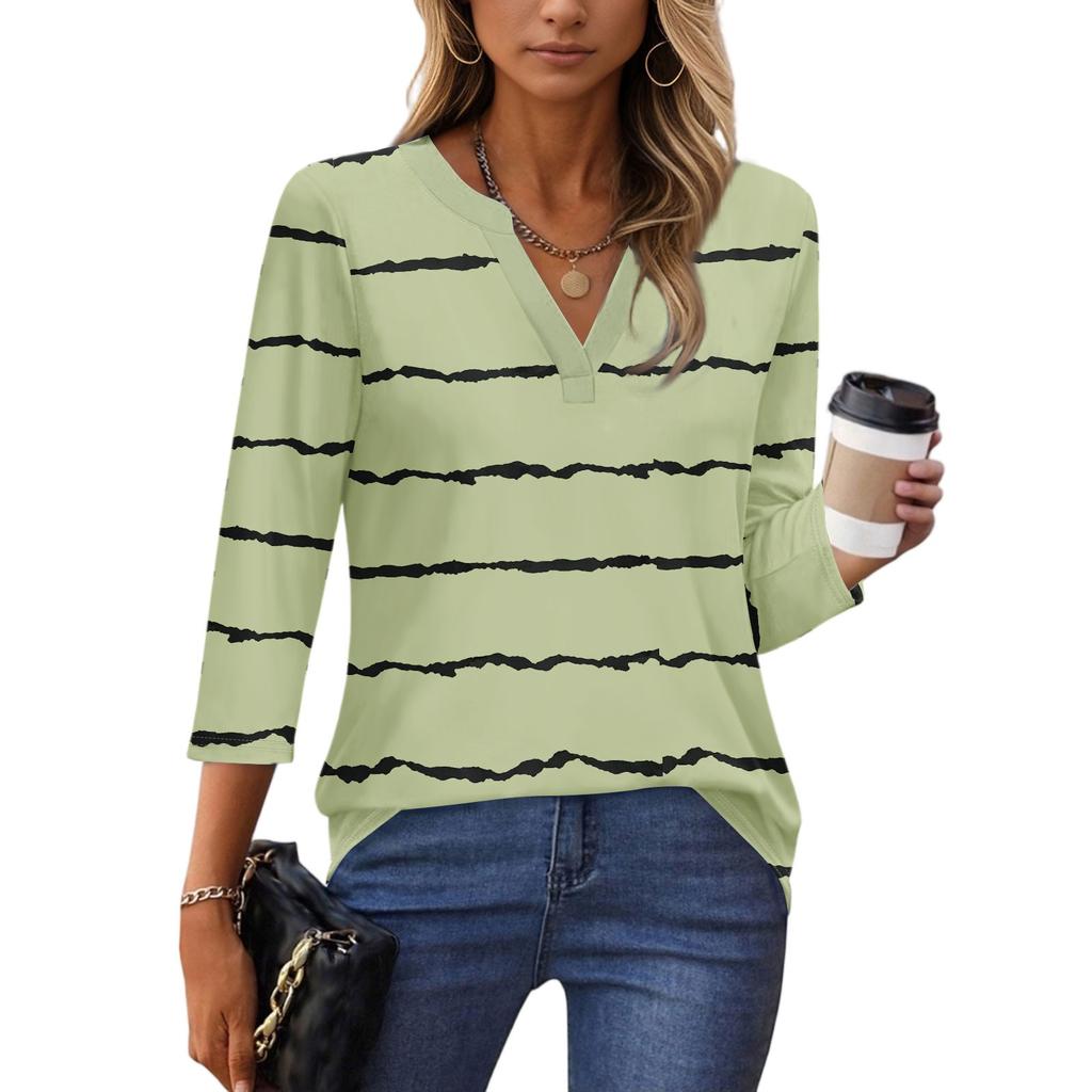 3/4 Sleeve Shirts For Women Tees Blouses Casual Plus Size Basic Tops Pullover Ladies Tunic Blouses