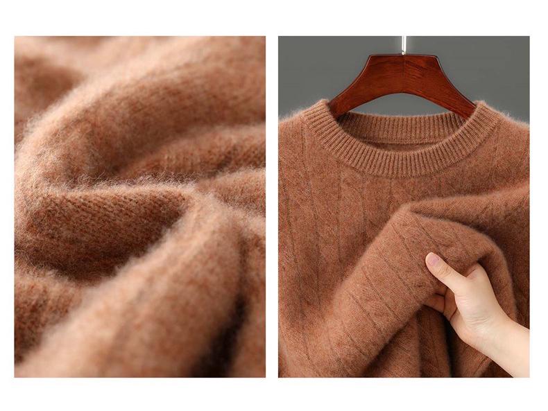 Men's Minimalist Wool Ribbed Knit Sweater – Round Neck Versatile Pullover Base Layer Top