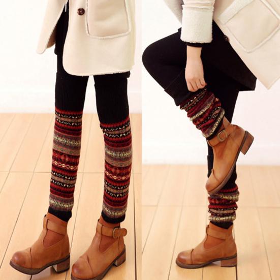 Loose Socks Knitting Warm Acrylic Fiber Stretch Bohemia Style Socks for Daily Life