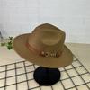 Vintage Gentleman Flat Brim Solid Color Panama Hat With Belt