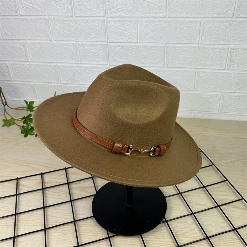 Vintage Gentleman Flat Brim Solid Color Panama Hat With Belt