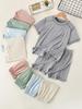 Modal Kinderpyjama: Kurzarm- und Shorts-Set aus Eis seide für Jungen und Mädchen (mittlere und große Kinder)