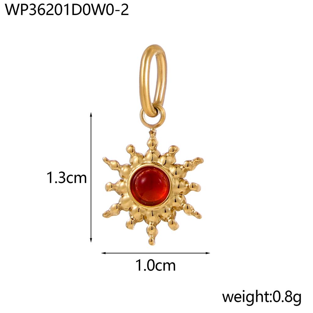 CARLIDANA Ins Style French Vintage Gold Color Sun Charms With Natural Stone Star Shine Stainless Steel DIY Fashion Jewelry