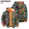 Men's Print Long Sleeve Pocket Coat Fashion Plus Velvet Overcoat