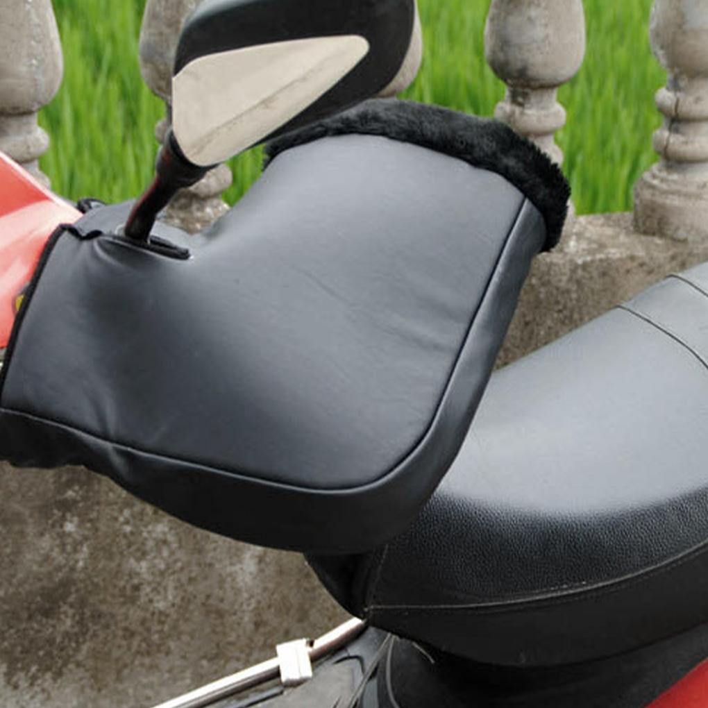 Winter Thick Motorcycle Hand Warmer Waterproof And Windproof For Protection Scooter Bike Cycling Gloves Leather, Brown S