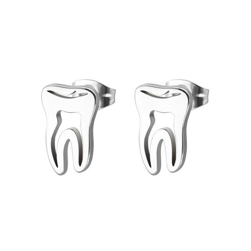 European & American Big Tree Hollow Skull Tooth Asymmetrical Stud Earrings for Halloween