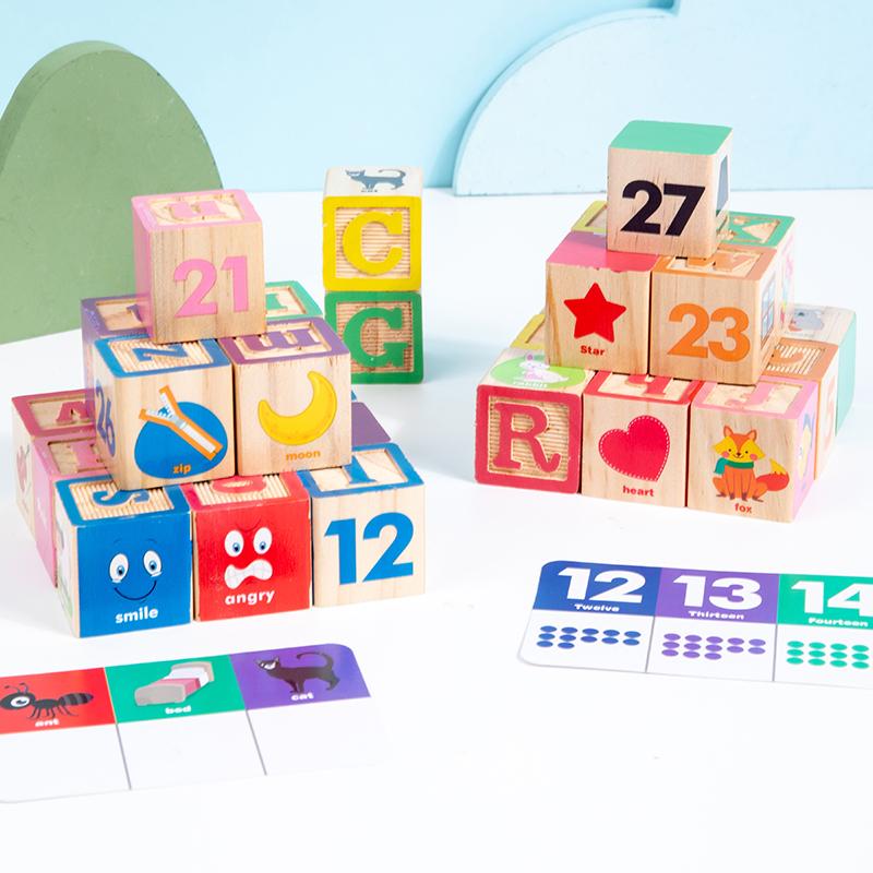 Early Education English Digital Cognition Stamping Blocks Cognitive Shape Color Animal Table Game Educational Toys For Children