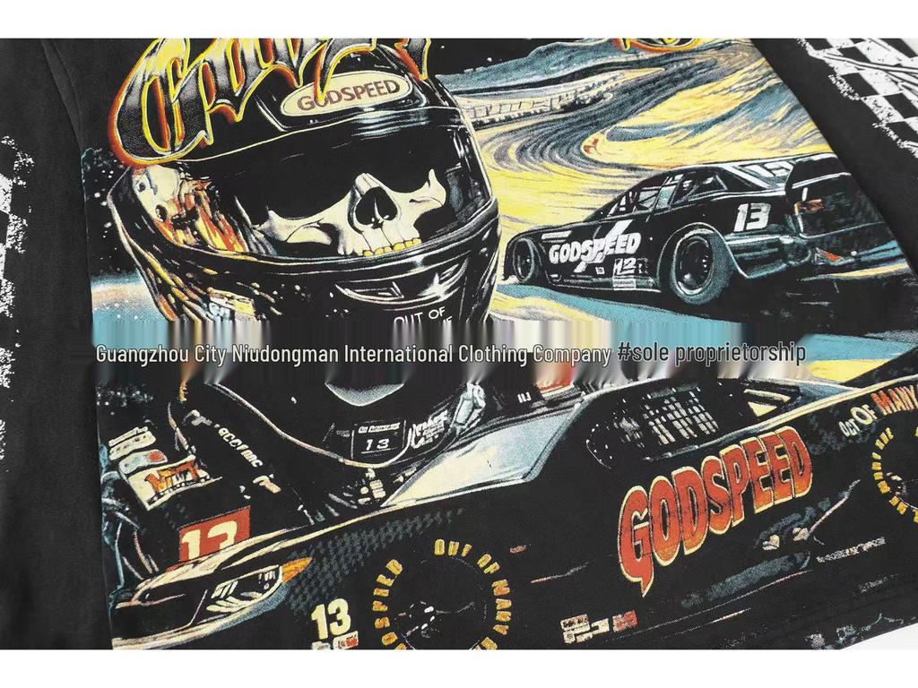 Godspeed Skull Rock Retro Pure Cotton Hoodie - Autumn/Winter American Style Streetwear for Men