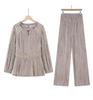 Elegant Autumn 2025 Satin Blouse & Seven-Sleeve Two-Piece Set for Middle-Aged and Elderly Women