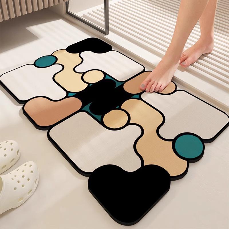 Absorpčná podložka na kúpeľňovú podlahu z rozsievkovej zeminy - Minimalistická, odolná voči nečistotám, ľahko čistiteľná rohožka do predsiene.