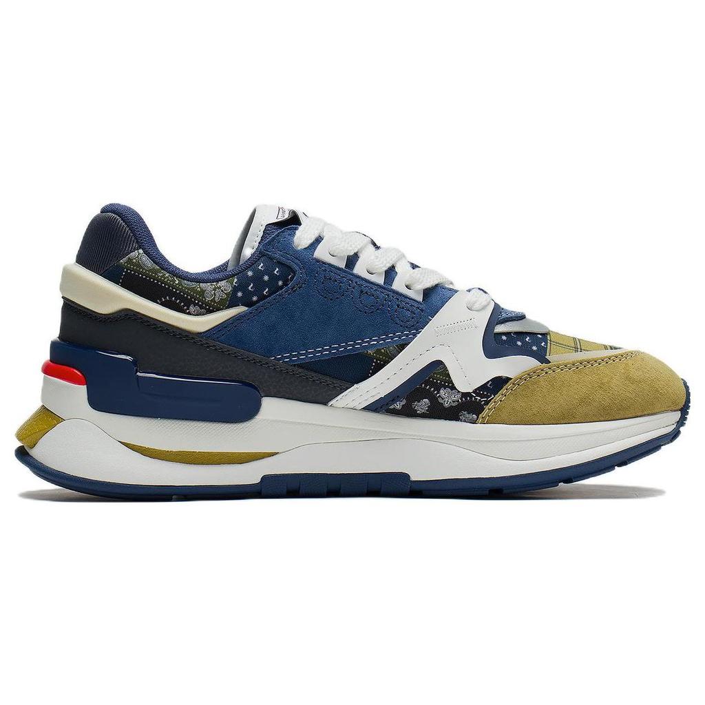Li Ning 001 Fabric Leather Wear Resistant Shock Absorbing Lightweight Rebound Low Top Casual Shoes Men Casual Shoes Blue Green AGCS109-3
