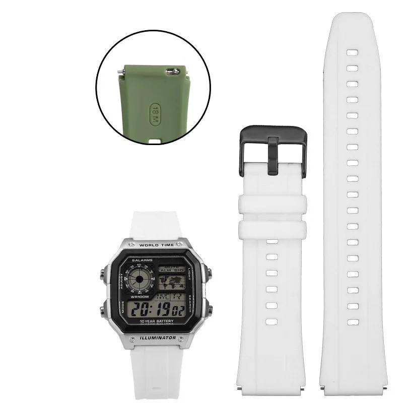 Silikonowe Paski do Zegarka Casio G-SHOCK 3299 AE1200 AE-1200 AE1300 SGW400 SGW-300 A158W A159W Sportowy Wodoodporny Pasek 18mm