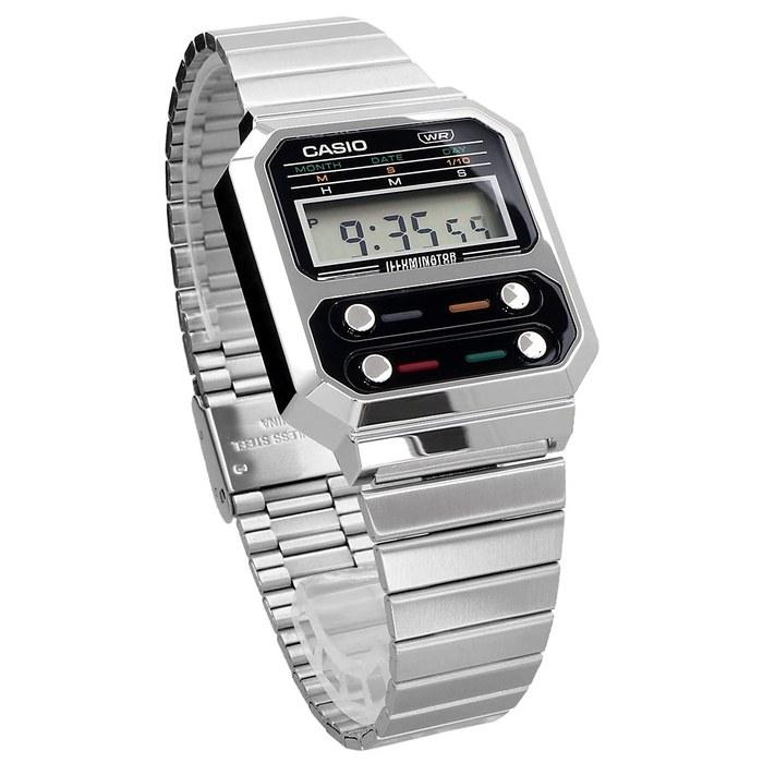 Casio Digital Watch A100WE-1A Men's Silver
