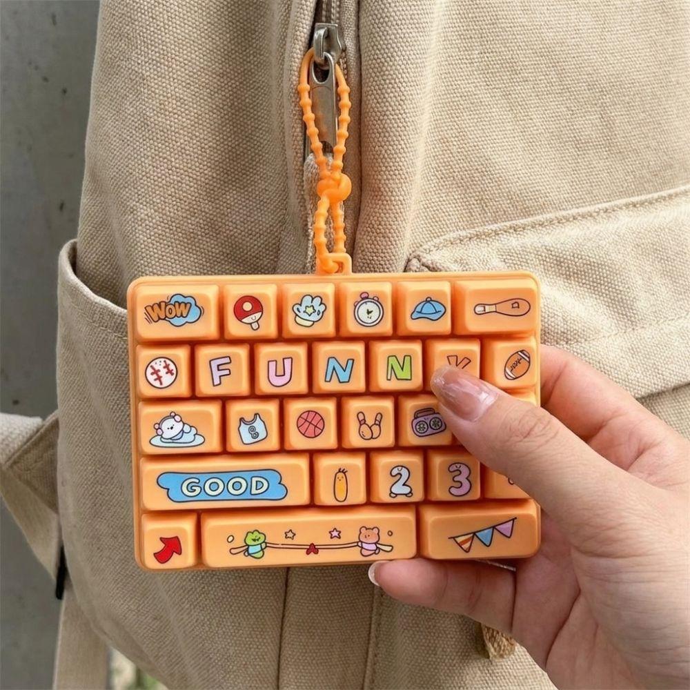 Cartoon 26-Key Keychain 26 Key Grid Keycap Clicker Mechanical Keyboard Keychain Bag Charm
