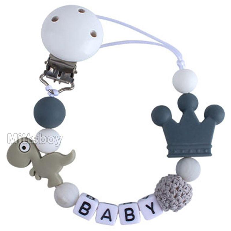 Personalized Name Handmade Silicone Baby Beech Dummy Pacifier Clip Safe Teething Chain Teether Pacifier chains Holder Chain Gift