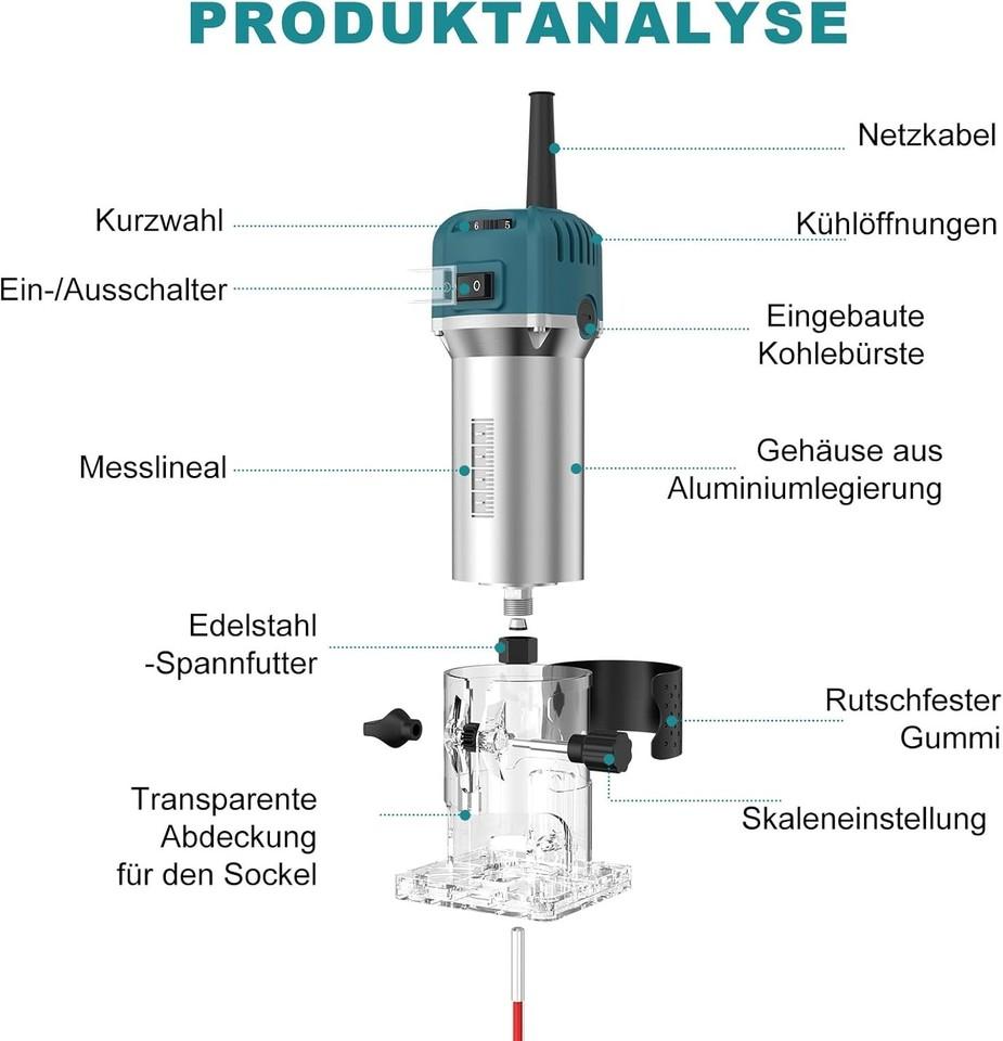 Router, Edge Router, Electric Hand Router, Milling Machine, 30000 RPM, 800W, Wood