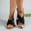 Women's Flat Sandals Lightweight Pu Leather Casual Sandals Summer Peep Toe Beach Sandals for Women Roman Sandal Sandalias Mujer