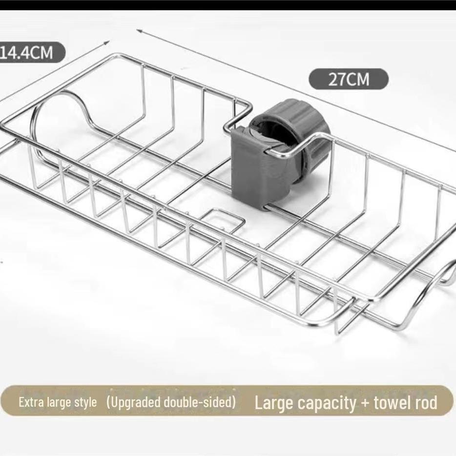 Stainless Steel Multi-Function Kitchen Rack for Faucet and Rag Storage