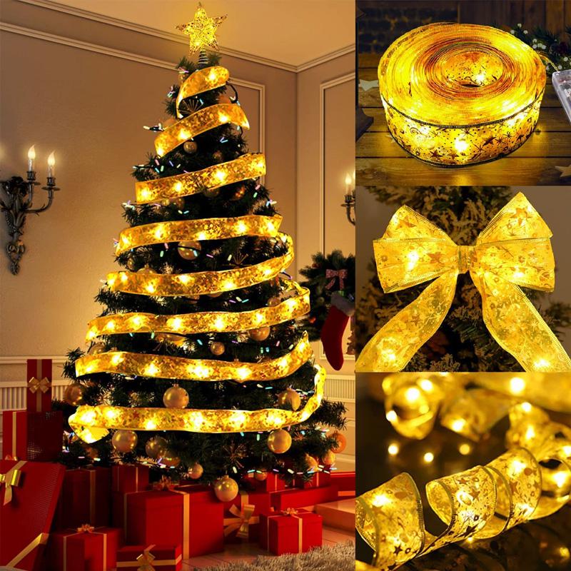 30LED Battery Powered DIY Ribbon Lights 300CM Fairy Light Xmas Decor String Light Tree Ornaments Christmas