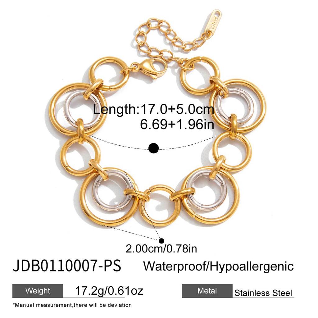 Youthway Mixed Color Circle Chain Bracelet For Women Minimalist Gold Plated Stainless Steel Bracelet Fashion Jewelry Gift